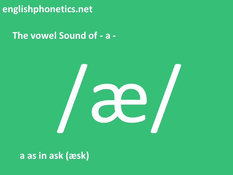How to pronounce the vowel Sound of a as in ask