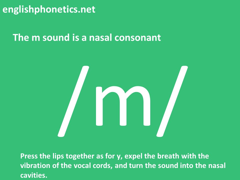 How to pronounce m: is a nasal consonant