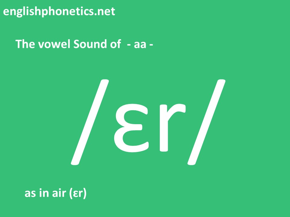 How to pronounce the vowel Sound of aa as in air