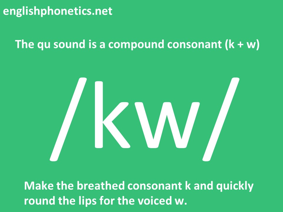 How to pronounce qu: is a compound consonant (k + w)