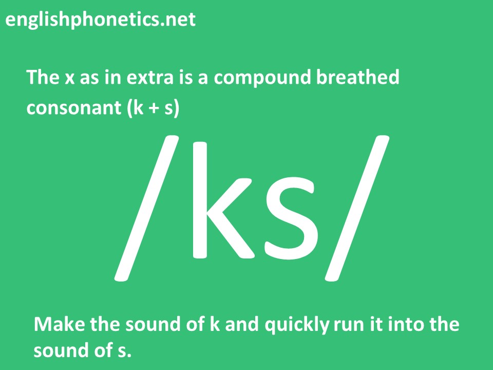 How to pronounce x: as in extra: compound breathed consonant (k + s)