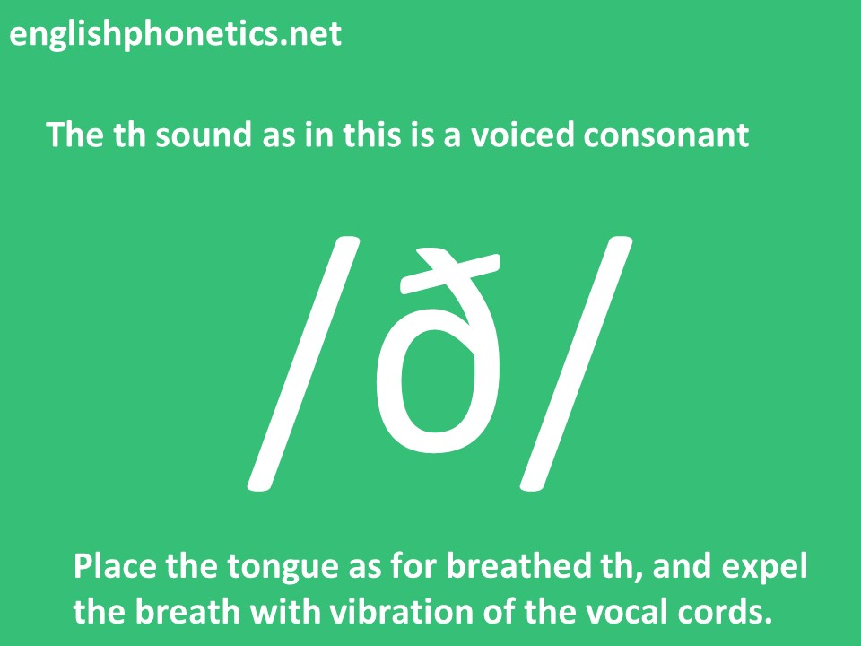 How to pronounce th: as in this is a voiced consonant
