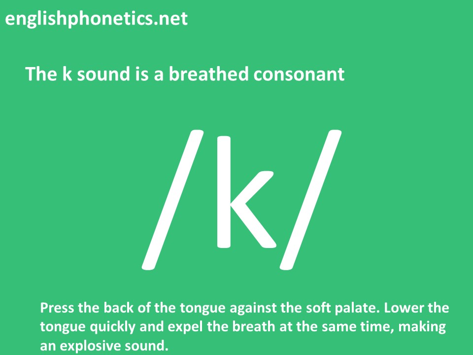 How to pronounce k: is a breathed consonant