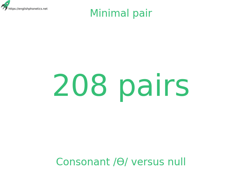 
   Minimal pair: Consonant /Ɵ/ versus null, 208 pairs
  