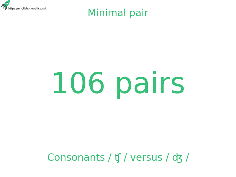 Minimal pair: Consonants / ʧ / versus / ʤ /: 106 pairs