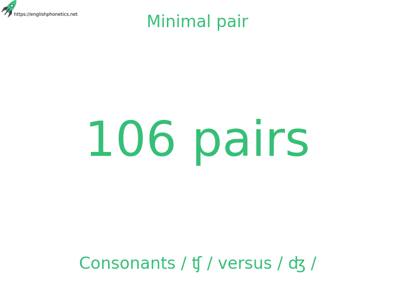 
   Minimal pair: Consonants / ʧ / versus / ʤ /: 106 pairs
  