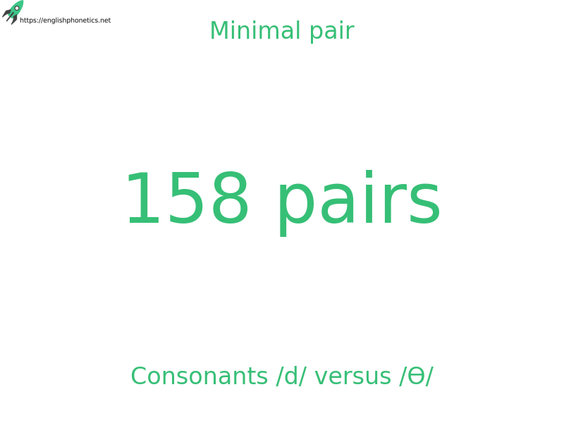 
   Minimal pair: Consonants /d/ versus /Ɵ/, 158 pairs
  