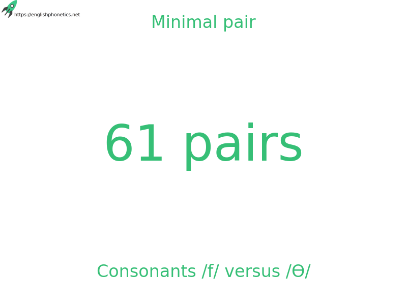 
   Minimal pair: Consonants /f/ versus /Ɵ/, 61 pairs
  