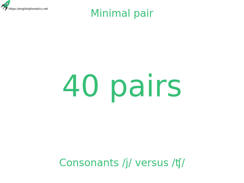 
   Minimal pair: Consonants /j/ versus /ʧ/, 40 pairs
  