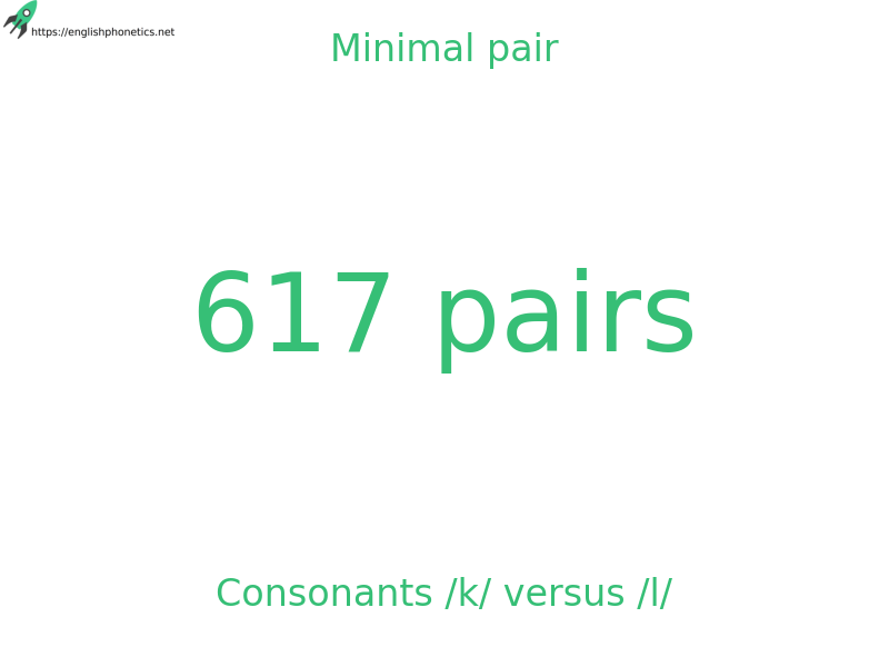 
   Minimal pair: Consonants /k/ versus /l/, 617 pairs
  