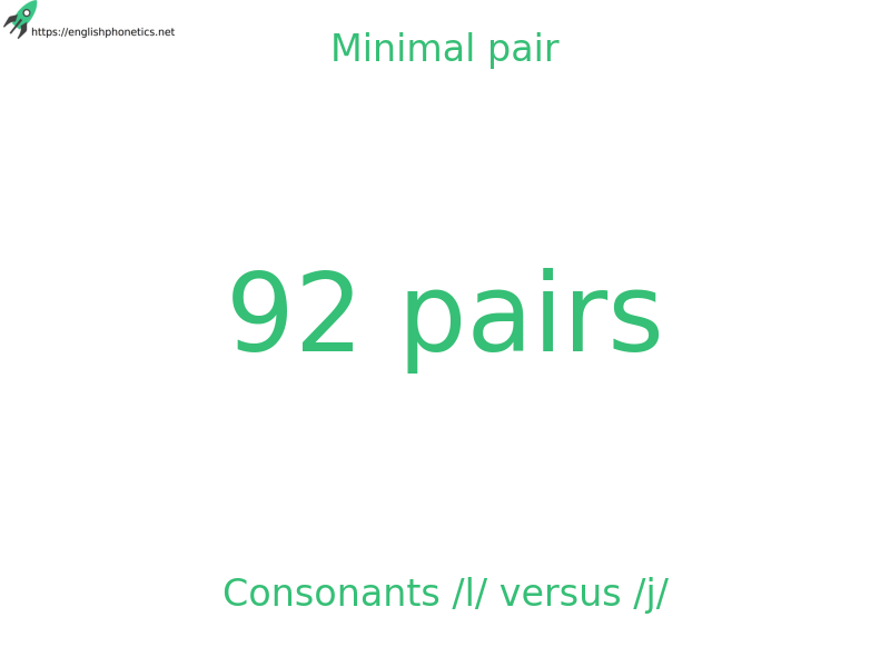 
   Minimal pair: Consonants /l/ versus /j/, 92 pairs
  