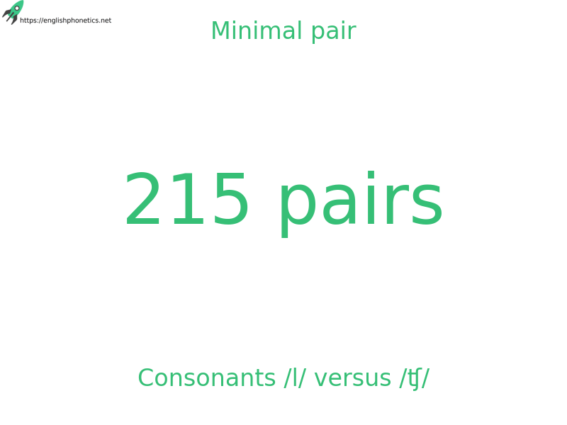 
   Minimal pair: Consonants /l/ versus /ʧ/, 215 pairs
  