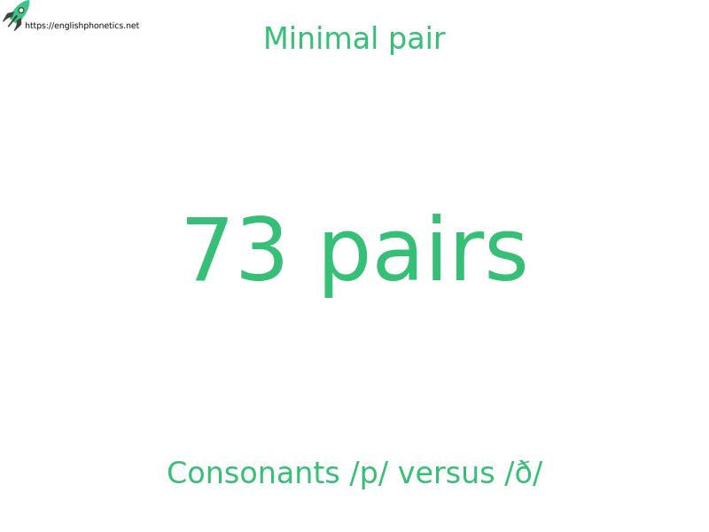 
   Minimal pair: Consonants /p/ versus /ð/, 73 pairs
  
