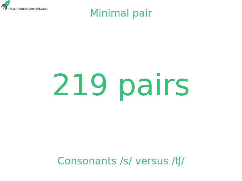 
   Minimal pair: Consonants /s/ versus /ʧ/, 219 pairs
  