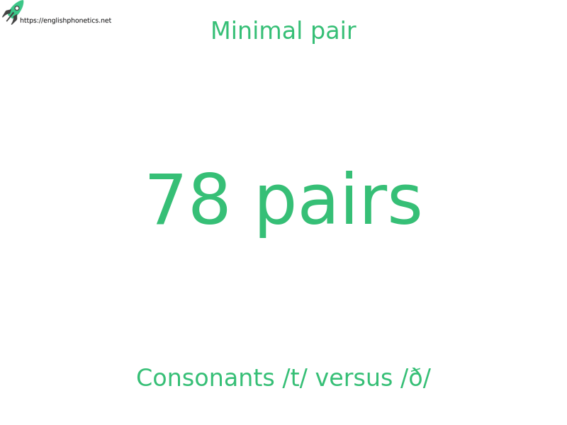 
   Minimal pair: Consonants /t/ versus /ð/, 78 pairs
  