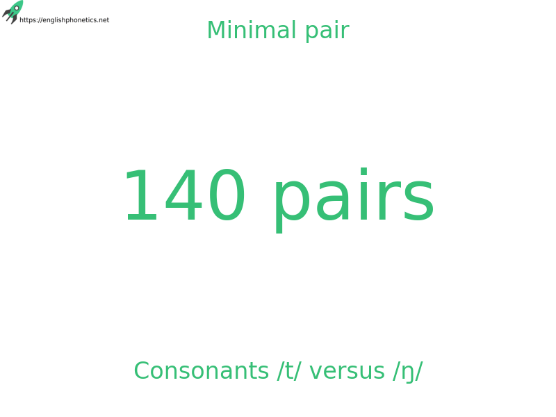 
   Minimal pair: Consonants /t/ versus /ŋ/, 140 pairs
  