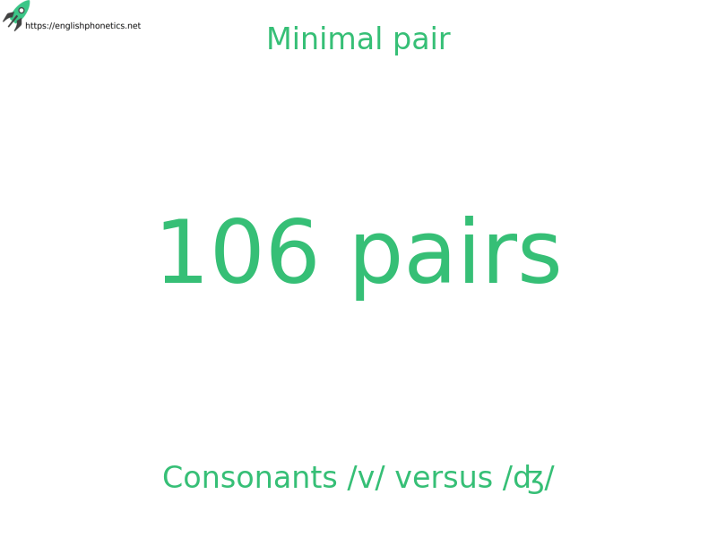
   Minimal pair: Consonants /v/ versus /ʤ/, 106 pairs
  