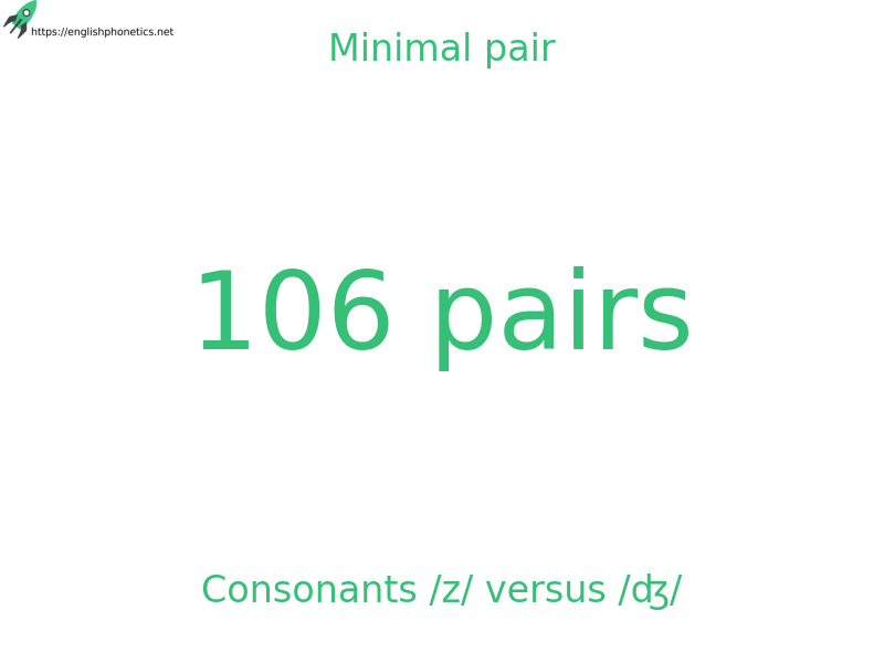 
   Minimal pair: Consonants /z/ versus /ʤ/, 106 pairs
  