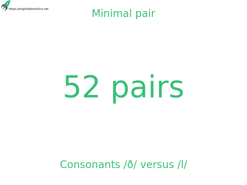 
   Minimal pair: Consonants /ð/ versus /l/, 52 pairs
  