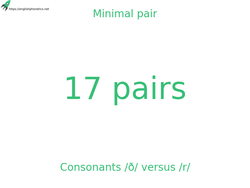 
   Minimal pair: Consonants /ð/ versus /r/, 17 pairs
  