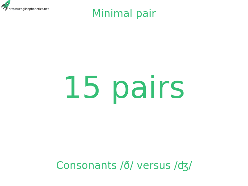
   Minimal pair: Consonants /ð/ versus /ʤ/, 15 pairs
  