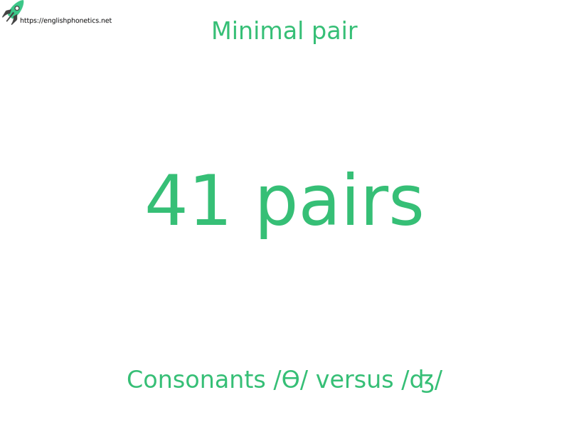 
   Minimal pair: Consonants /Ɵ/ versus /ʤ/, 41 pairs
  