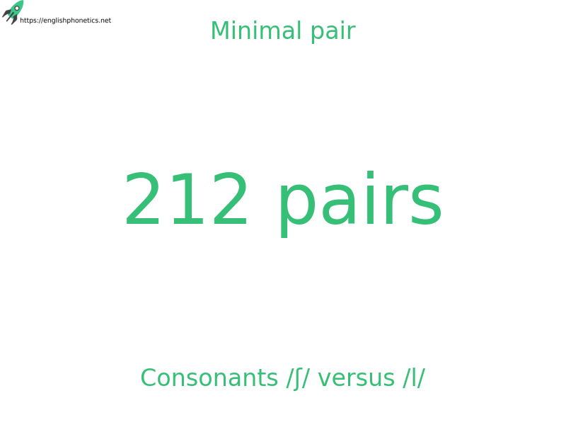 
   Minimal pair: Consonants /ʃ/ versus /l/, 212 pairs
  