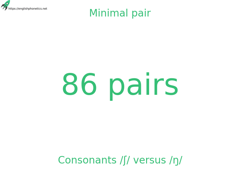 
   Minimal pair: Consonants /ʃ/ versus /ŋ/, 86 pairs
  