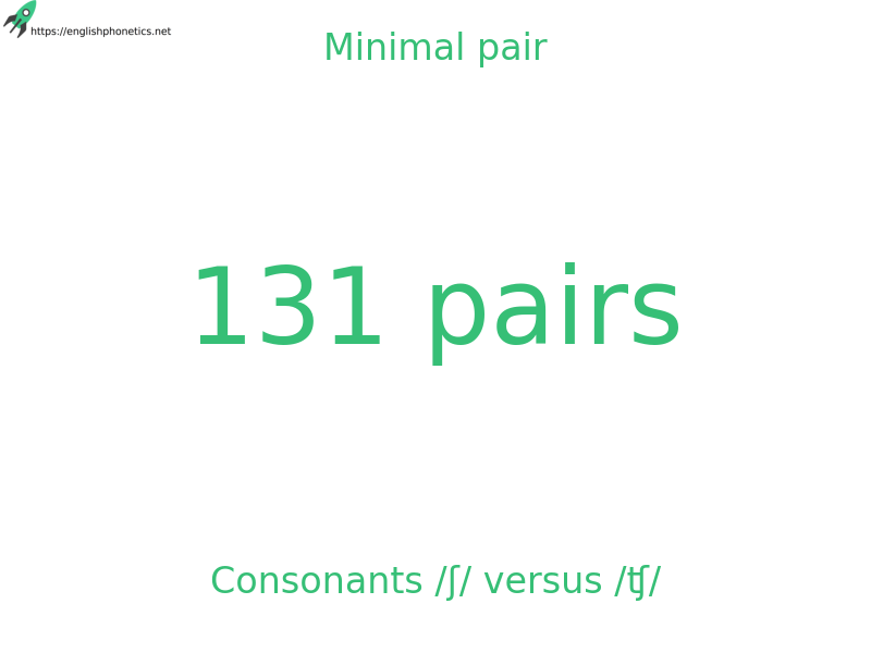 
   Minimal pair: Consonants /ʃ/ versus /ʧ/, 131 pairs
  
