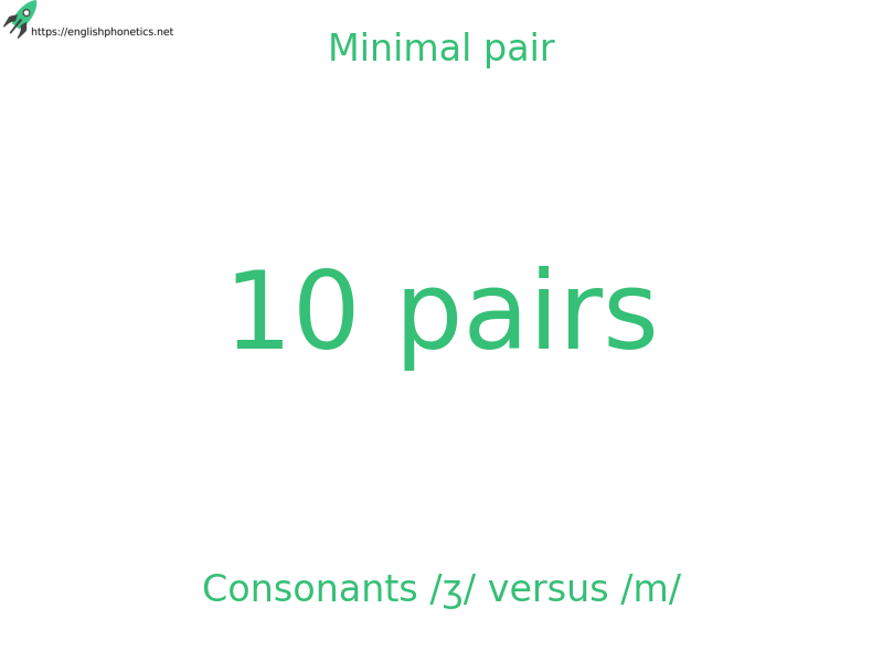 
   Minimal pair: Consonants /ʒ/ versus /m/, 10 pairs
  
