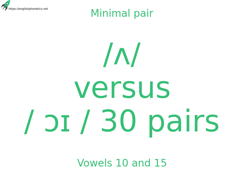 
   Minimal pair: Vowels 10 and 15, /ʌ/ versus / ɔɪ / 30 pairs
  