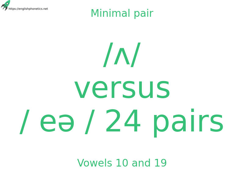 
   Minimal pair: Vowels 10 and 19, /ʌ/ versus / eə / 24 pairs
  