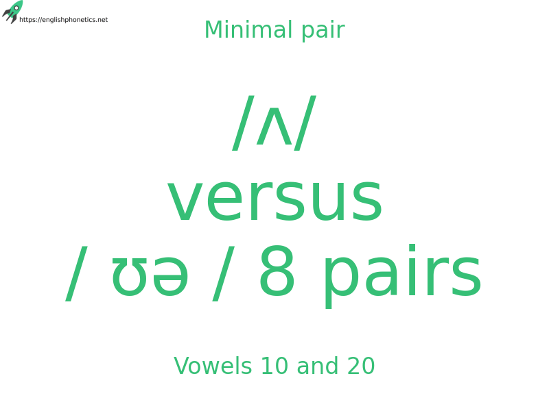 
   Minimal pair: Vowels 10 and 20, /ʌ/ versus / ʊə / 8 pairs
  