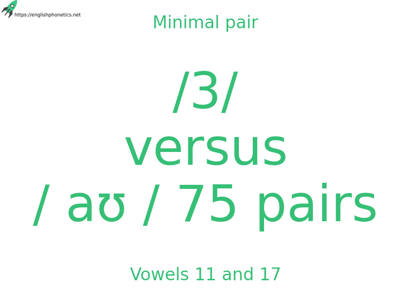 
   Minimal pair: Vowels 11 and 17, /3/ versus / aʊ / 75 pairs
  