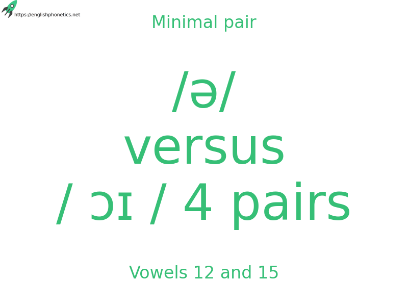 
   Minimal pair: Vowels 12 and 15, /ə/ versus / ɔɪ / 4 pairs
  