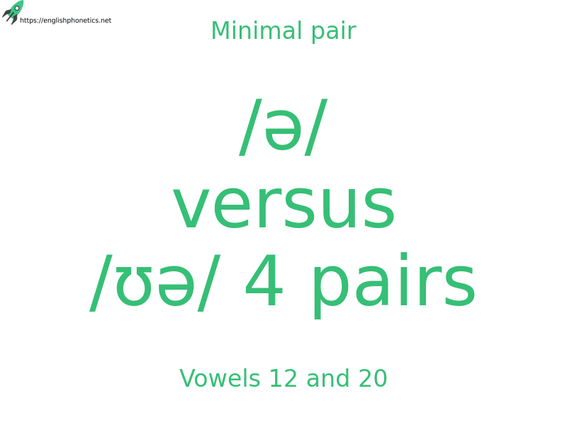 
   Minimal pair: Vowels 12 and 20, /ə/ versus /ʊə/ 4 pairs
  