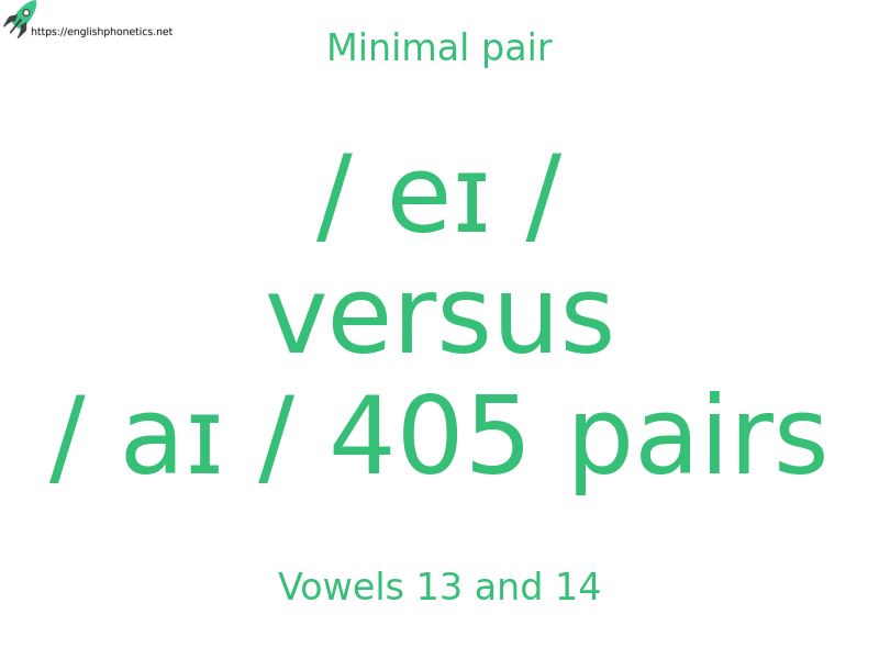 
   Minimal pair: Vowels 13 and 14, / eɪ / versus / aɪ / 405 pairs
  