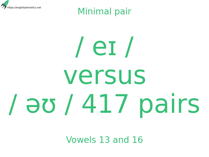
   Minimal pair: Vowels 13 and 16, / eɪ / versus / əʊ / 417 pairs
  