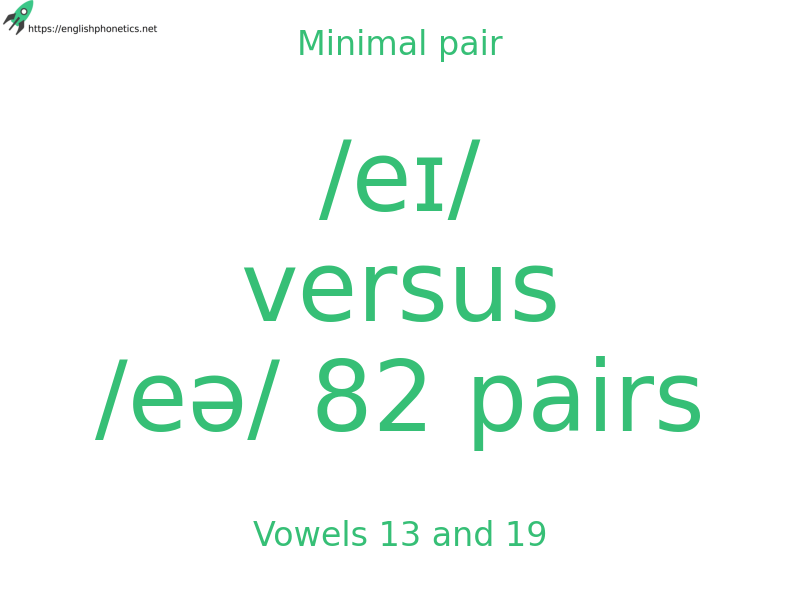 
   Minimal pair: Vowels 13 and 19, /eɪ/ versus /eə/ 82 pairs
  