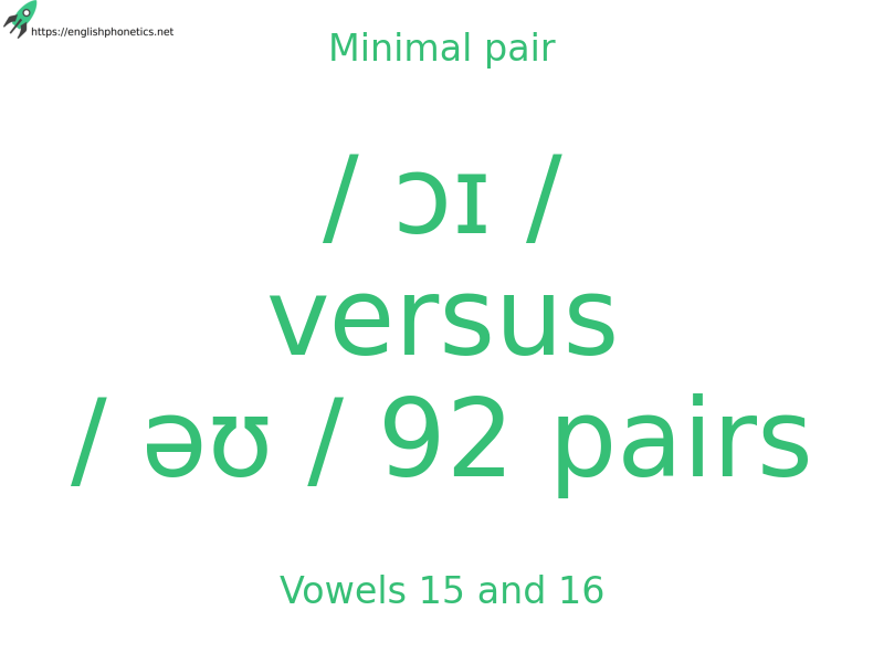
   Minimal pair: Vowels 15 and 16, / ɔɪ / versus / əʊ / 92 pairs
  