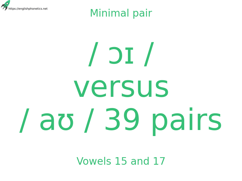 
   Minimal pair: Vowels 15 and 17, / ɔɪ / versus / aʊ / 39 pairs
  