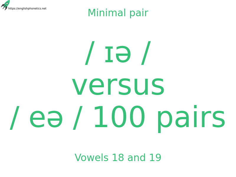 
   Minimal pair: Vowels 18 and 19, / ɪə / versus / eə / 100 pairs
  