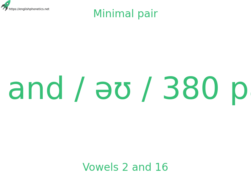 
   Minimal pair: Vowels 2 and 16, / ɪ / and / əʊ / 380 pairs
  