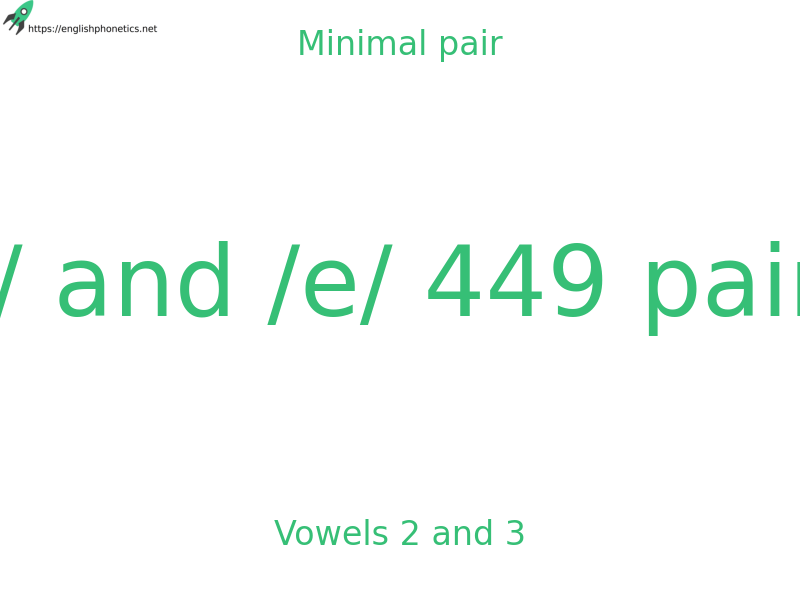 
   Minimal pair: Vowels 2 and 3, /ɪ/ and /e/ 449 pairs
  