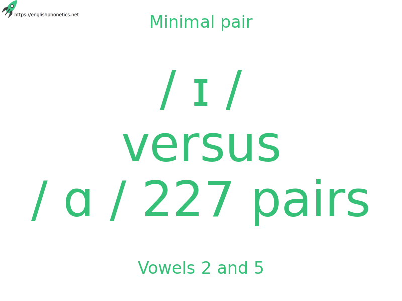 
   Minimal pair: Vowels 2 and 5, / ɪ / versus / ɑ / 227 pairs
  