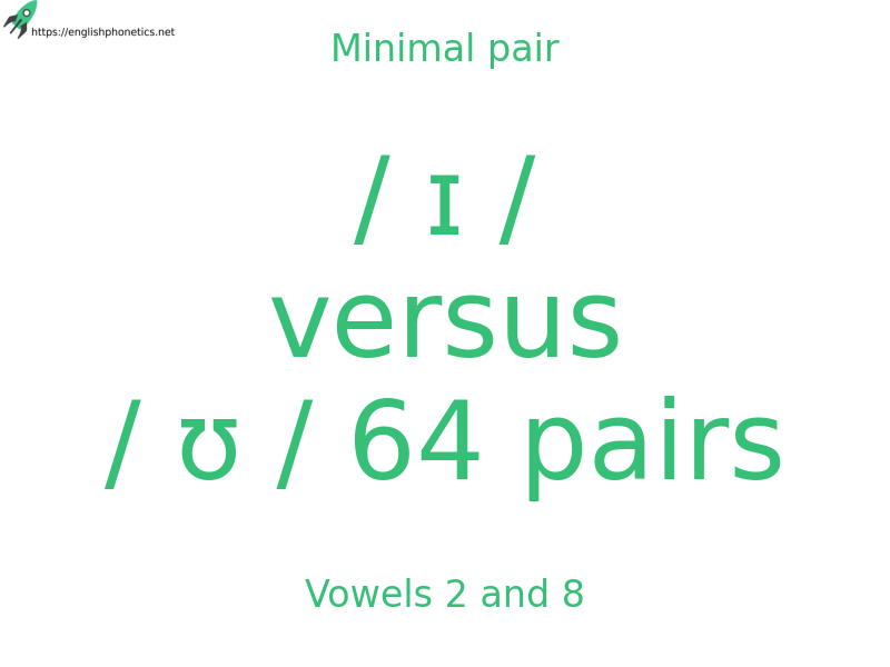 
   Minimal pair: Vowels 2 and 8, / ɪ / versus / ʊ / 64 pairs
  