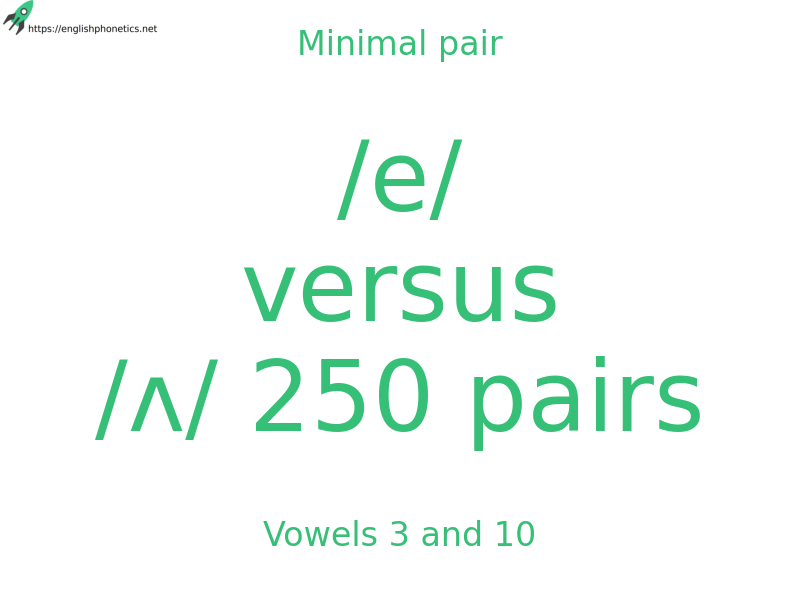 
   Minimal pair: Vowels 3 and 10, /e/ versus /ʌ/ 250 pairs
  