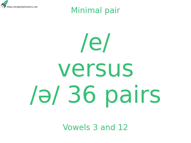 
   Minimal pair: Vowels 3 and 12, /e/ versus /ə/ 36 pairs
  