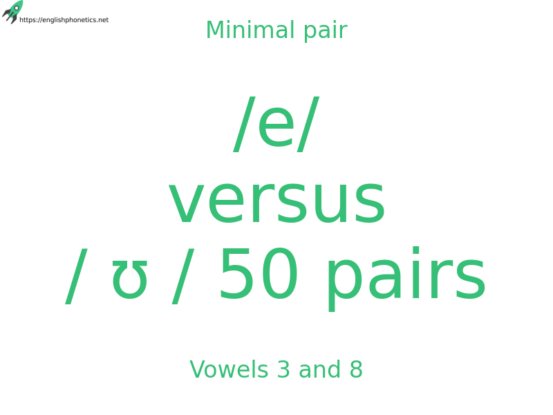 
   Minimal pair: Vowels 3 and 8, /e/ versus / ʊ / 50 pairs
  