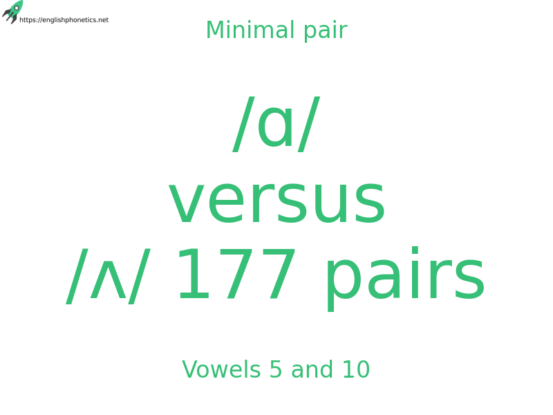 
   Minimal pair: Vowels 5 and 10, /ɑ/ versus /ʌ/ 177 pairs
  